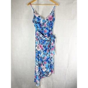 Yumi Kim Floral Print Asymmetrical Midi Wrap Style Dress Size XS